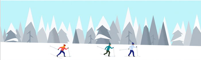 Ljudi na skijanju u planinama