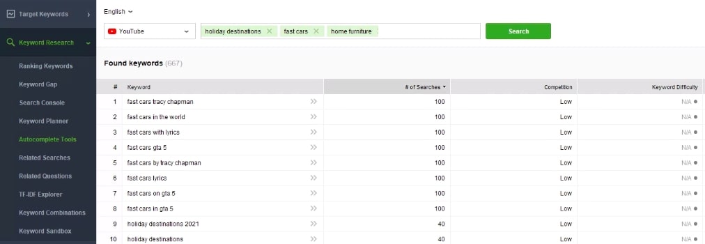 Rank Tracker provjera ključnih riječi za Youtube video