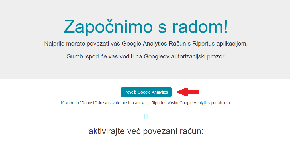 Povezivanje Google Analyticsa s Riportusom