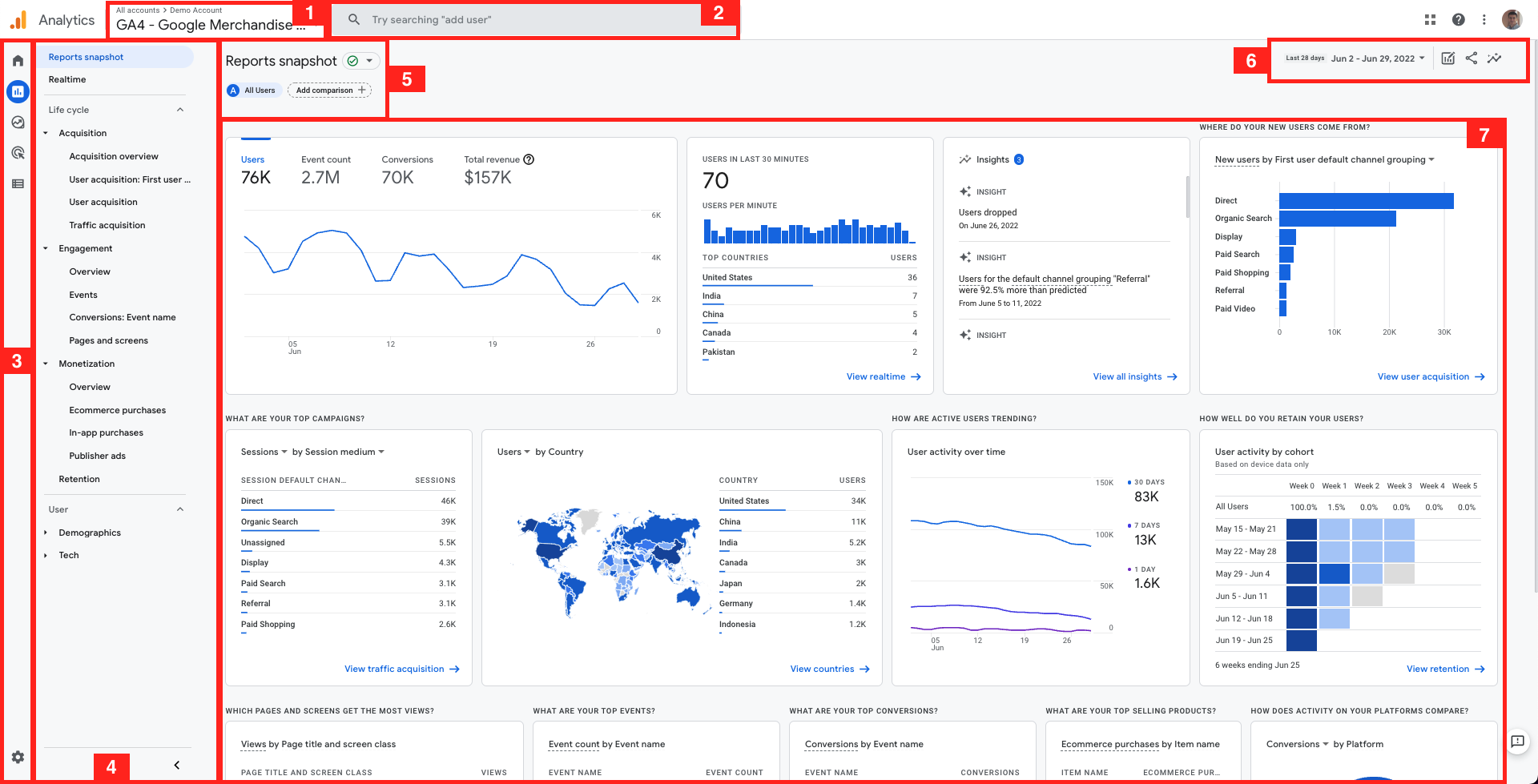 Sučelje Google Analytics 4