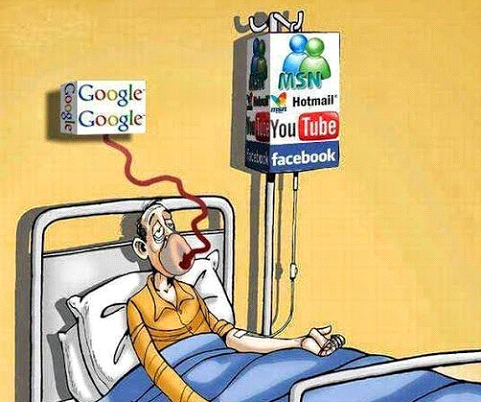 Ilustracija prikazuje bolesnika u krevetu spojenog na infuziju - koncept zarade putem društvenih mreža