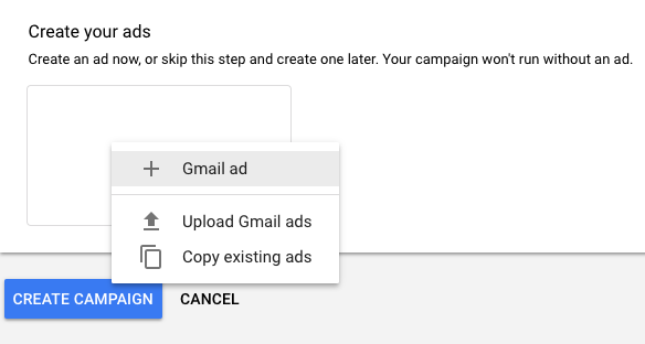 Upload gmail reklame