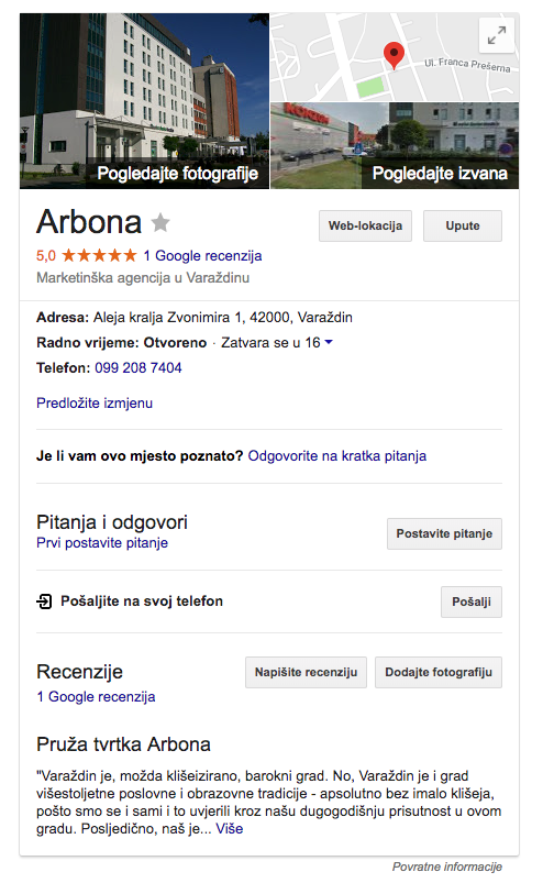 Google My Business Arbona