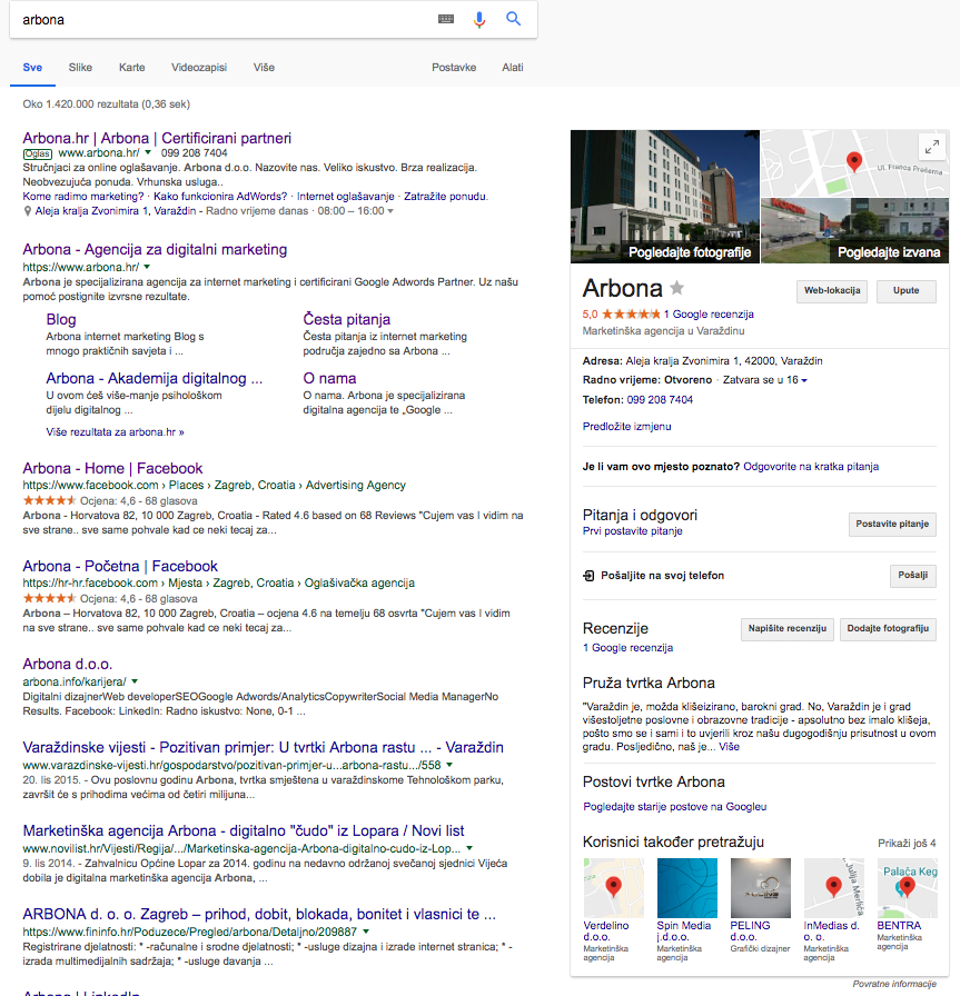 Google My Business na desktop verziji