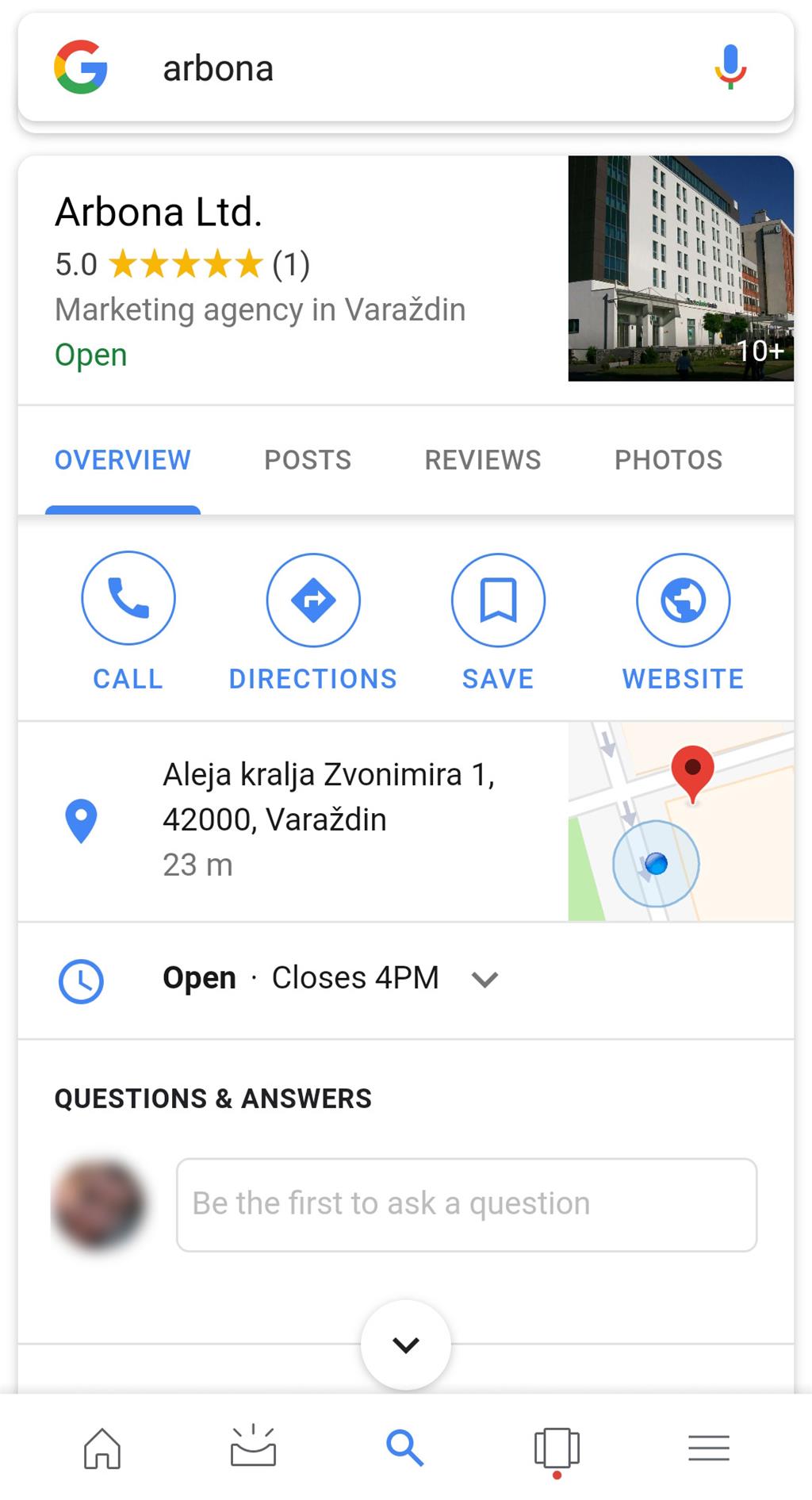 Google My Business mobilna verzija