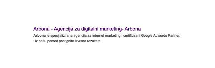Meta naslov i meta opis u Google rezultatima pretraživanja
