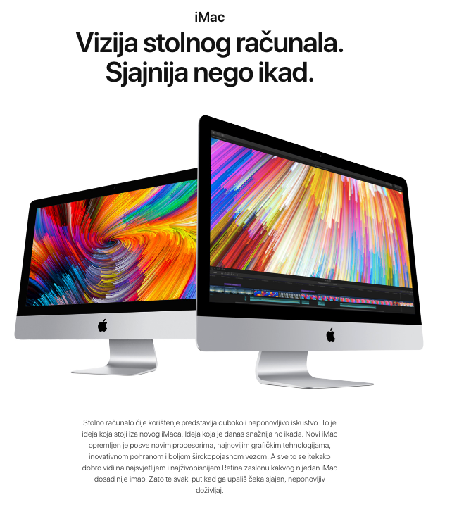 Primjer Apple opis proizvoda za iMac
