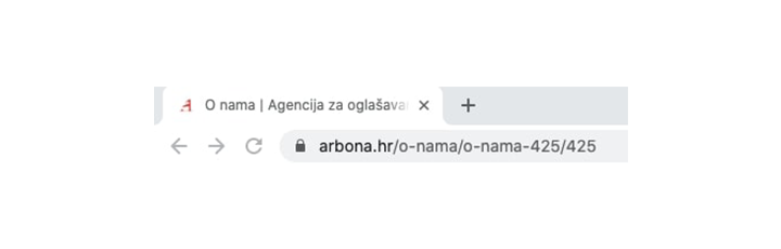 Naslov stranice (Page title) u odjeljku kartica na vrhu preglednika
