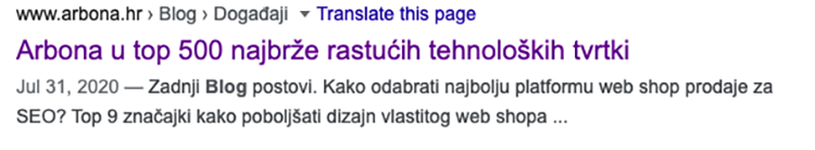 Pre-Text rich snippet (datum objave) u rezultatima pretrage na Google-u