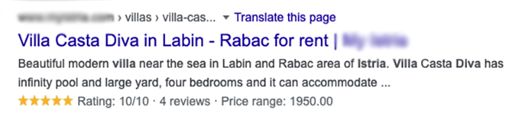 Rating snippet u rezultatima pretrage na Google-u (ocjene korisnika)
