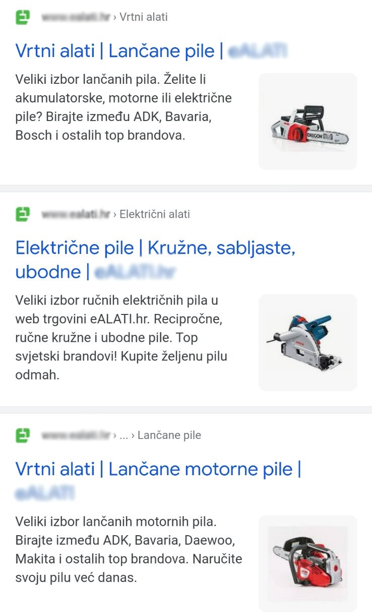 Image rich snippet u rezultatima pretrage na Google-u