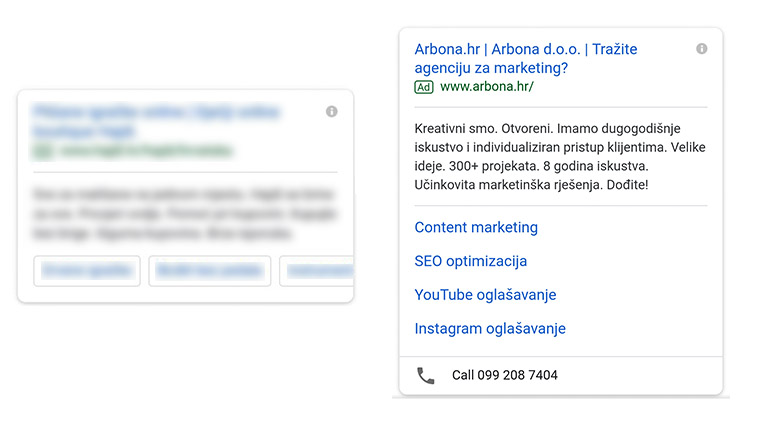Google Ads i prikaz sitelinkova na mobilnim uređajima