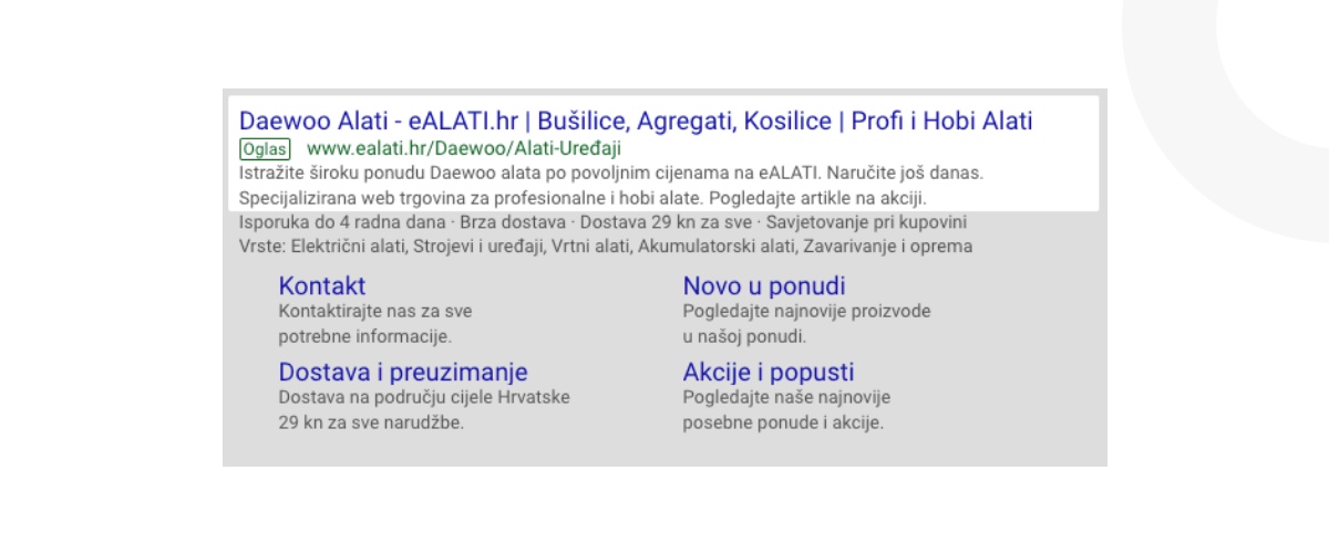 eALATI Case Study - primjer prikaza oglasa za Daewoo Alate