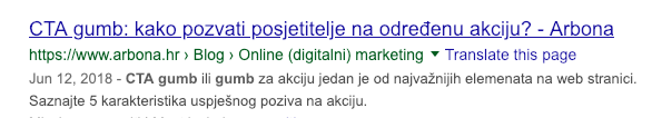 Kako Google prikazuje meta opise - primjer cijelog meta opisa